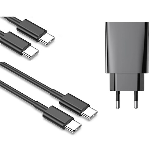 Chargeur 20W USB-C Noir + 2 Cables pour Samsung S21 / S22 / PLUS / ULTRA Little Boutik®