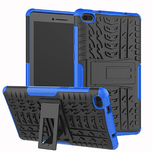 Coque en TPU cool pneu hybride avec béquille bleu pour votre Lenovo Tab E7 7.0 7104F