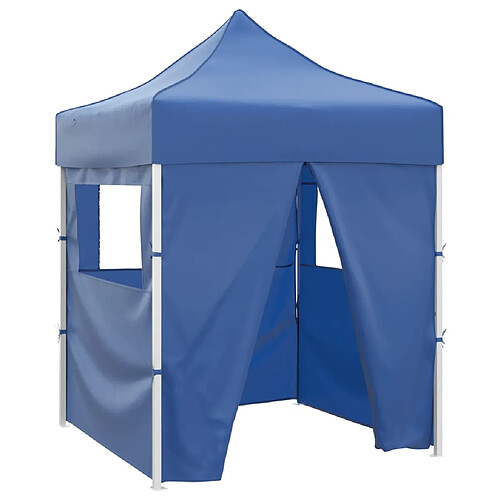 vidaXL Tente de réception pliable avec 4 parois 2x2 m Acier Bleu