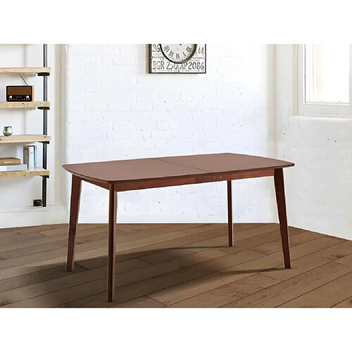 Vente-Unique Table à manger extensible 6 à 8 personnes en MDF et hêtre massif - Naturel foncé - SILVIA