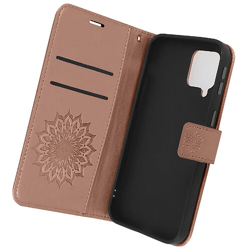 Avizar Étui Samsung A42 5G Portefeuille Support Vidéo Motif Mandala Fleur Rose gold