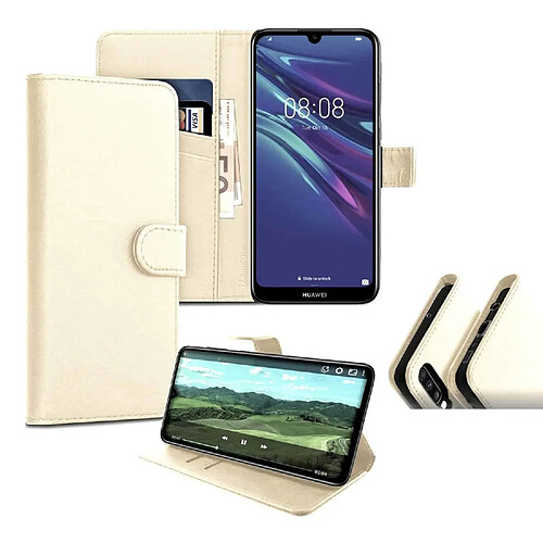 Ipomcase Coque Etui Housse de protection Portefeuille pour Huawei Y6 2019 -Blanc