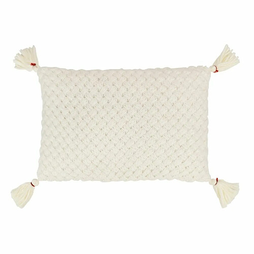 Paris Prix Coussin Déco à Franges Crochet 40x60cm Blanc