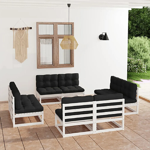 vidaXL Salon de jardin 8 pcs avec coussins Bois de pin massif