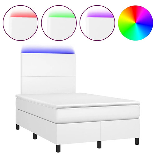 Maison Chic Lit adulte- Lit + matelas + LED,Sommier à lattes de lit matelas LED blanc 120x190 cm similicuir -GKD67149