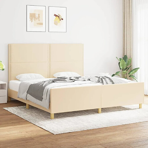 vidaXL Cadre de lit sans matelas crème 180x200 cm tissu