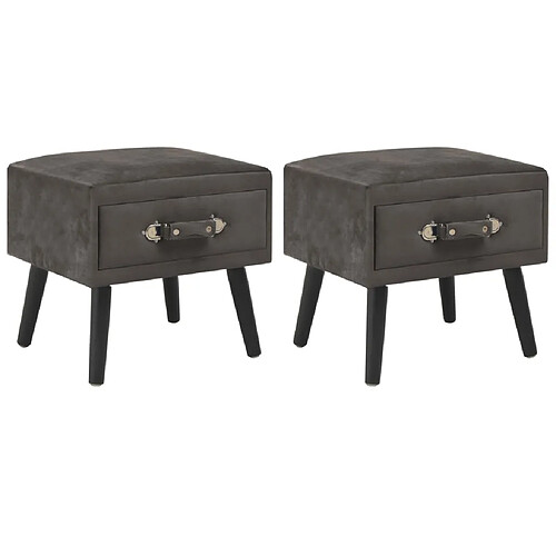 vidaXL Tables de chevet 2 pcs Gris 40x35x40 cm Velours