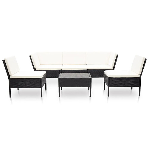 Maison Chic Salon de jardin 6 pcs + coussins - Mobilier/Meubles de jardin - Table et chaises d'extérieur Résine tressée Noir -MN27372