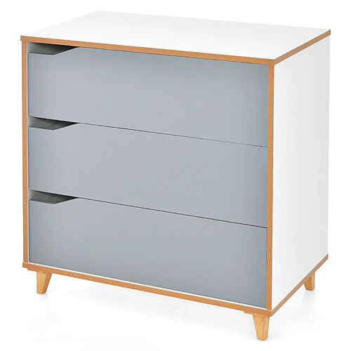 Helloshop26 Commode moderne à 3 tiroirs poignée intégrée de grande capacité de stockage dispositif anti-basculement armoire de rangement pour chambre 75 x 42 x 75 cm gris 20_0008347