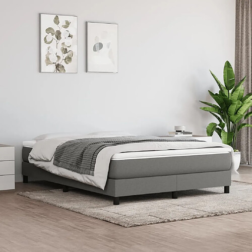 Maison Chic Lit Adulte - Lit simple Lit à sommier tapissier avec matelas moelleux - Meuble de Chambre - Gris foncé 140x190cm Tissu -MN71089