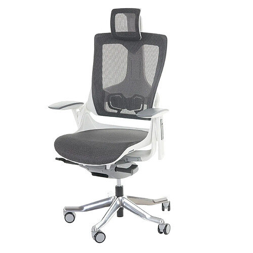 Decoshop26 Fauteuil de bureau ergonomique pivotante avec accoudoirs et dossier rembourrage/maille noir-gris 04_0001894