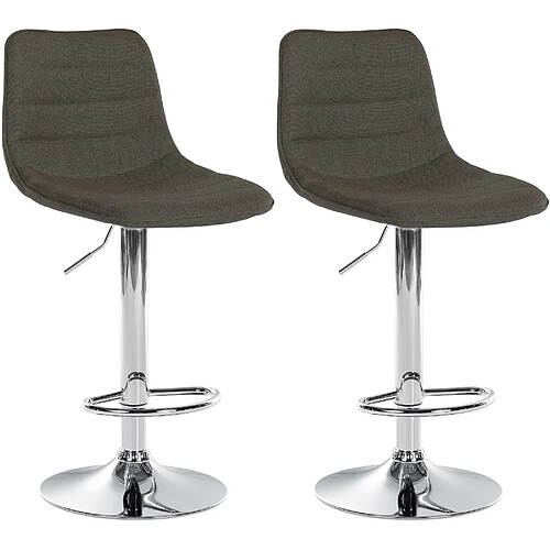 Decoshop26 Lot de 2 tabourets de bar chaises hautes avec repose-pieds incurvé en tissu taupe structure métallique chromé 10_0004316