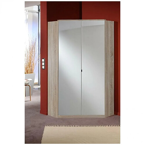 Inside 75 Armoire dressing d'angle COOPER 2 portes miroirs 95*95 chêne