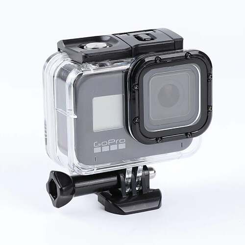 Wewoo Boitier étanche GoPro Pour GoPro HERO8 Noir 45m Boîtier de protection avec support de base et vis à boucle transparent