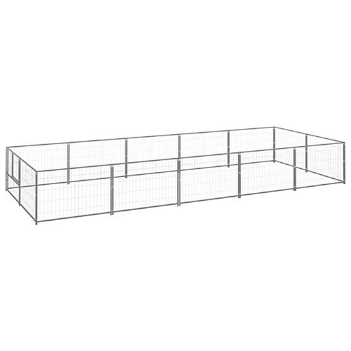 Helloshop26 Chenil extérieur cage enclos parc animaux chien argenté 10 m² acier 02_0000229