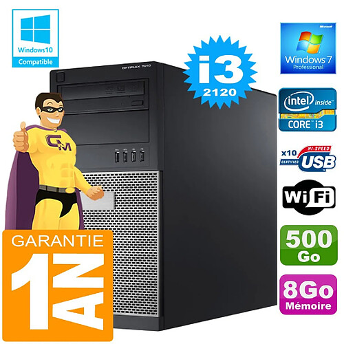 PC Tour DELL 7010 Core I3-2120 Ram 8Go Disque 500 Go Wifi W7 · Occasion