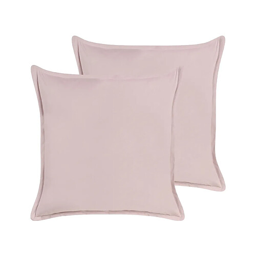 Beliani Lot de 2 coussins EUSTOMA Velours 60 x 60 cm Unicolore Rose