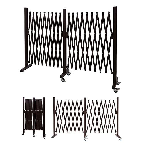 Mendler Barrière de sécurité HWC-B34, barrière de séparation en ciseaux, marron ~ hauteur 109cm, largeur 60-530cm