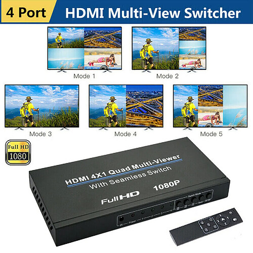 Universal 4 x 1 HDMI 4 canaux quadrilatéral multiviseur PIP écran divisé + commutateur sans soudure