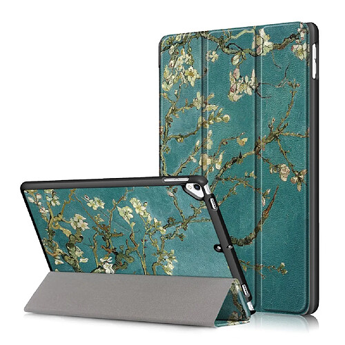 Etui en PU impression de modèle avec support tri-pliure fleur de pêche pour votre Apple iPad 10.2 (2019)