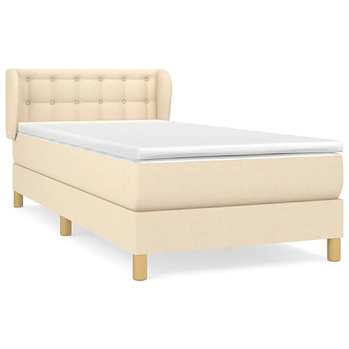 Maison Chic Structures de lit + matelas,Lit à sommier tapissier avec matelas Crème 80x200 cm Tissu -MN97312