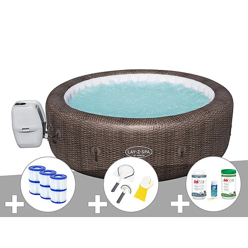 Kit spa gonflable Bestway Lay-Z-Spa St Moritz rond Airjet 5/7 places + 6 filtres + Kit traitement brome + Kit de nettoyage