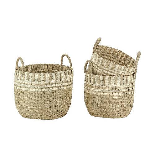 Aubry Gaspard Cache-pots en jonc de mer naturel tressé (lot de 3).