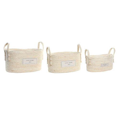 Set de basket DKD Home Decor Coton Fibre (34 x 23 x 20 cm)