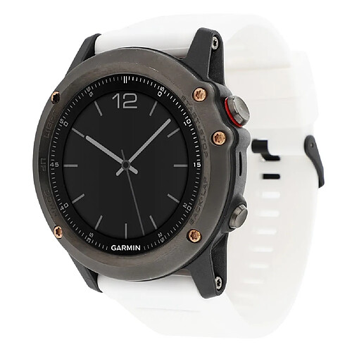 Bracelet en silicone 22mm souple avec boucle noire blanc pour votre Garmin Fenix 5/5 Plus