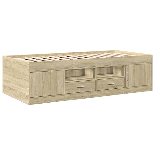 Maison Chic Lit d'appoint | Lit de jour | Lit de repos et tiroirs chêne sonoma 75x190cm bois d'ingénierie -GKD82257