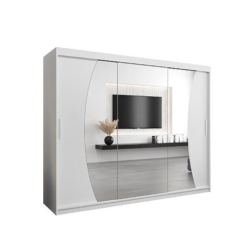 Abiks Meble Armoire Wave à portes coulissantes 200/250/62 3 portes (blanc/blanc)