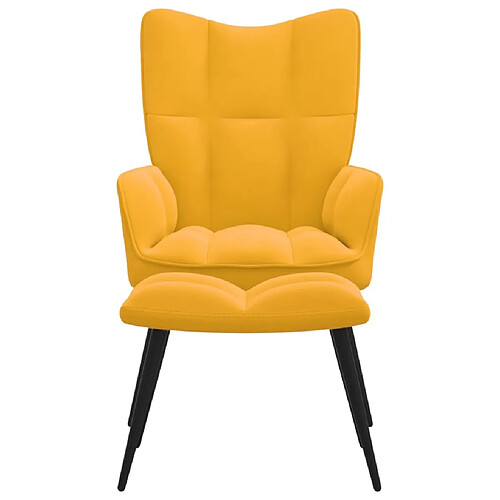 Maison Chic Chaise de relaxation | Fauteuil relax avec repose-pied Jaune moutarde Velours -GKD62742