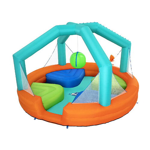 Piscine Gonflable Bestway Dodge & Drench Water Park 450x450x268 cm avec Jeu de Balle Suspendue et Plateformes