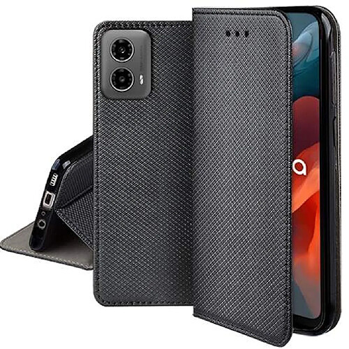 Htdmobiles Housse etui portefeuille avec coque interieure en silicone pour Motorola Moto G34 5G + film ecran - NOIR MAGNET