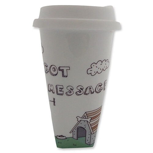 Totalcadeau Tasse en céramique transportable avec message mug + couvercle