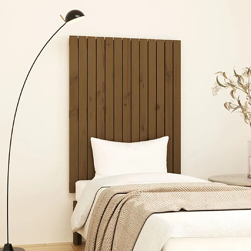 vidaXL Tête de lit murale Marron miel 82,5x3x110 cm Bois massif de pin