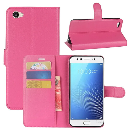 Wewoo Coque Magenta pour cartes et portefeuille vivo X9s Litchi Texture horizontale Flip étui en cuir avec titulaire fentes