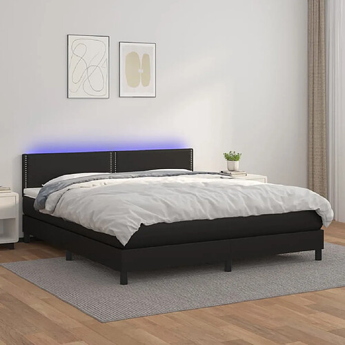 vidaXL Sommier à lattes de lit avec matelas et LED Noir 180x200cm