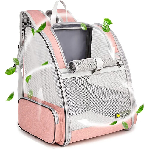 Universal Porte-sac à dos pour animaux de compagnie pour chiens et chatons, design ventilé, harnais (rose)