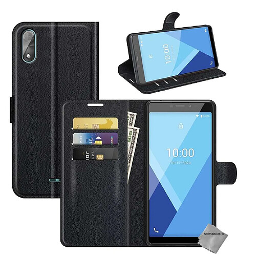 Htdmobiles Housse etui portefeuille avec coque intérieure en silicone pour Wiko Y51 + verre trempe - NOIR