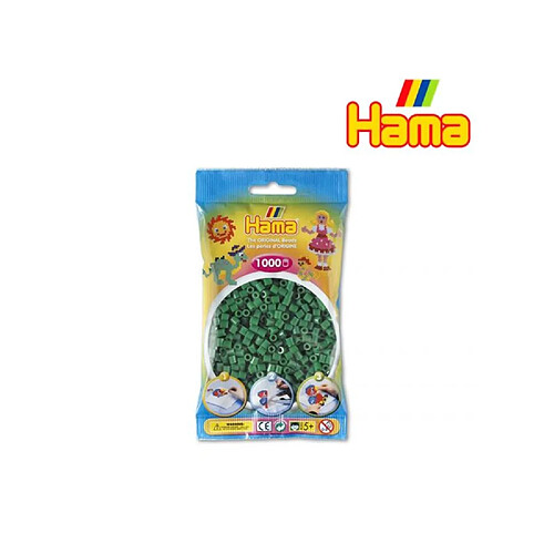 HAMA Perles en sachet, env. 1000 pc de couleur verte.