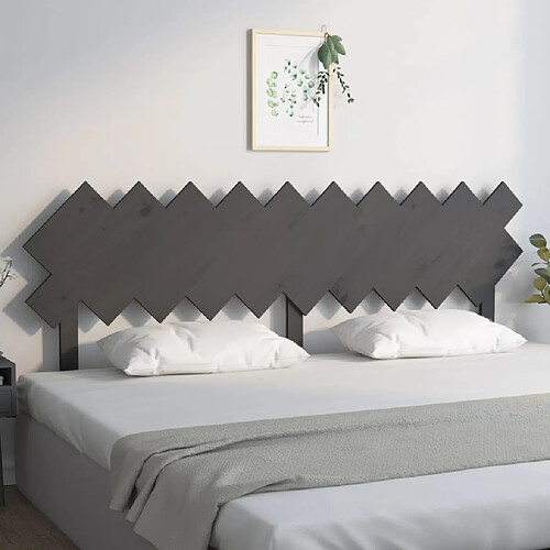 vidaXL Tête de lit Gris 196x3x80,5 cm Bois massif de pin