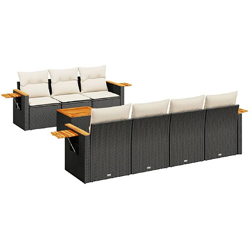 Maison Chic Salon de jardin 8 pcs avec coussins | Ensemble de Table et chaises | Mobilier d'Extérieur noir résine tressée -GKD40247