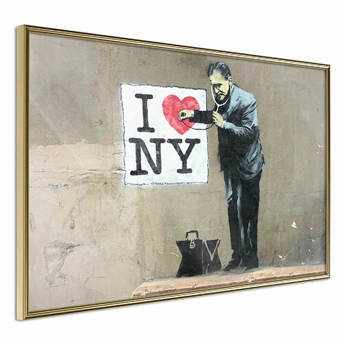 Paris Prix Affiche Murale Encadrée Banksy I Heart NY 90 x 60 cm Or