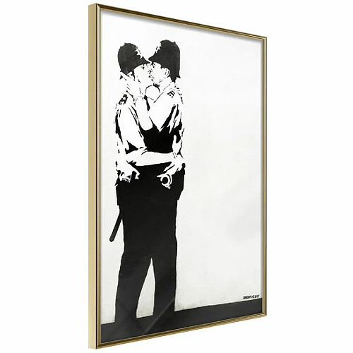 Paris Prix Affiche Murale Encadrée Banksy Kissing Coppers II 30 x 45 cm Or