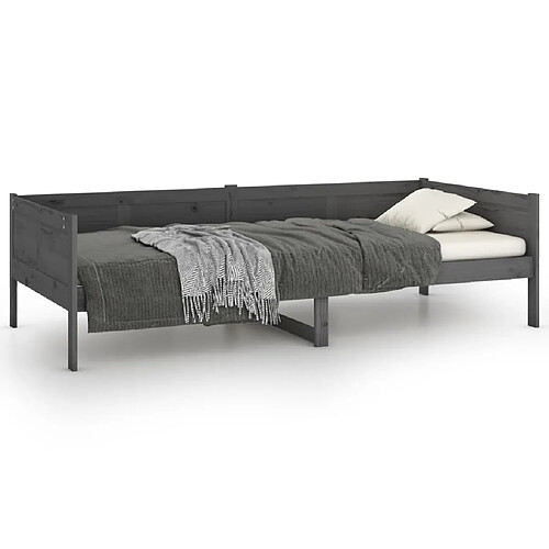 Maison Chic Lit de jour, Lit de repos pour Salon Chambre,Canapé-lit,Lit d'invité Gris Bois massif de pin 90x190 cm -MN58769