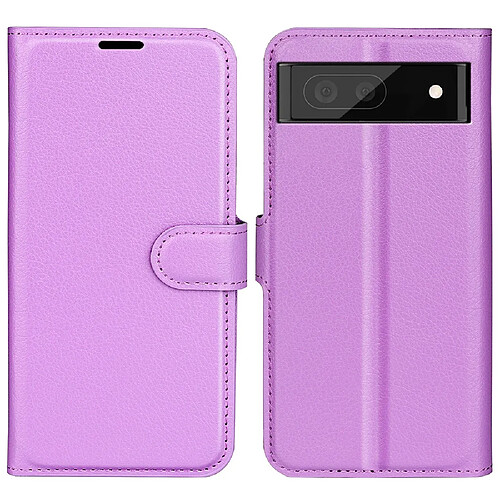 Etui en PU texture litchi, anti-rayures avec support, violet pour votre Google Pixel 7 Pro