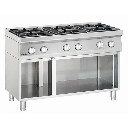 Piano de cuisson 6 feux vifs 27.3 kw - L1200xP700xH850-900 - soubassement ouvert - Bartscher