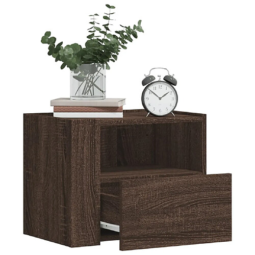 vidaXL Table de chevet murale chêne marron 45x30x35 cm