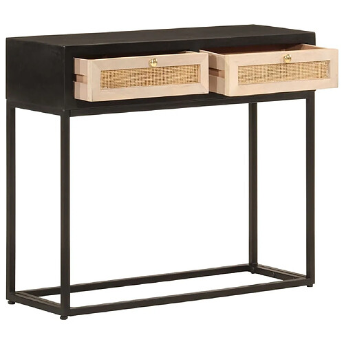 Maison Chic Table console | Meuble d'entrée | Table d'appoint noir 90x30x76 cm bois massif de manguier et fer -GKD43308